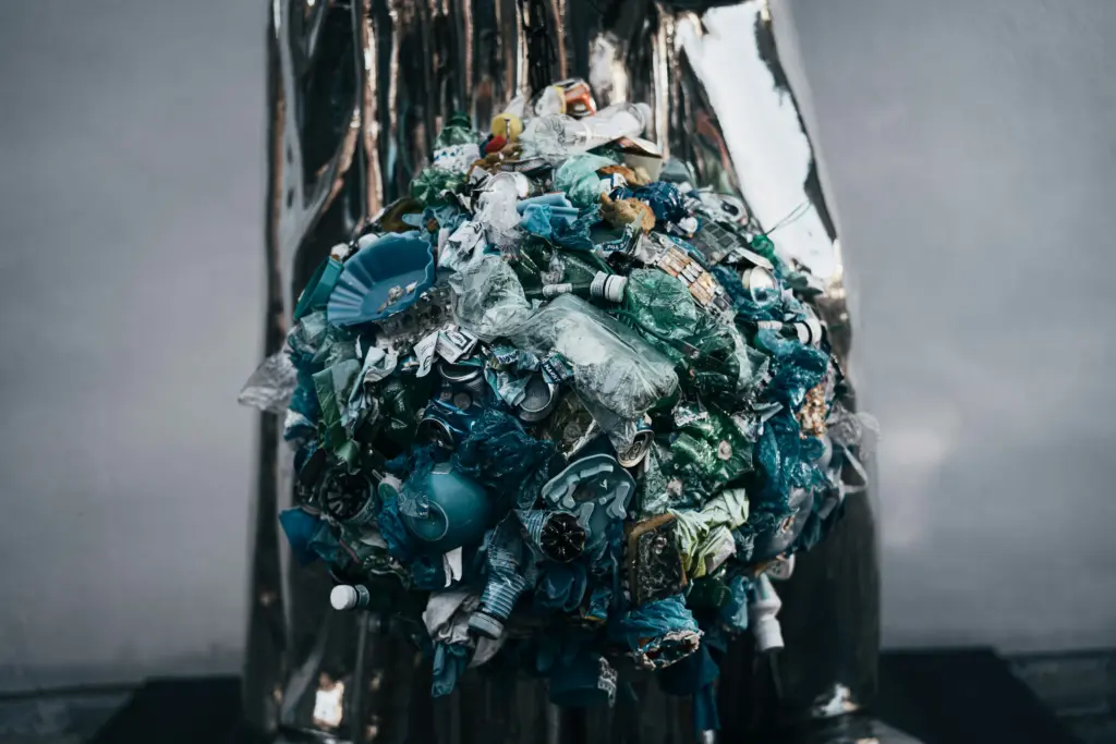 A pile of plastic packaging, to demonstrate how overconsumption leads to more plastic waste