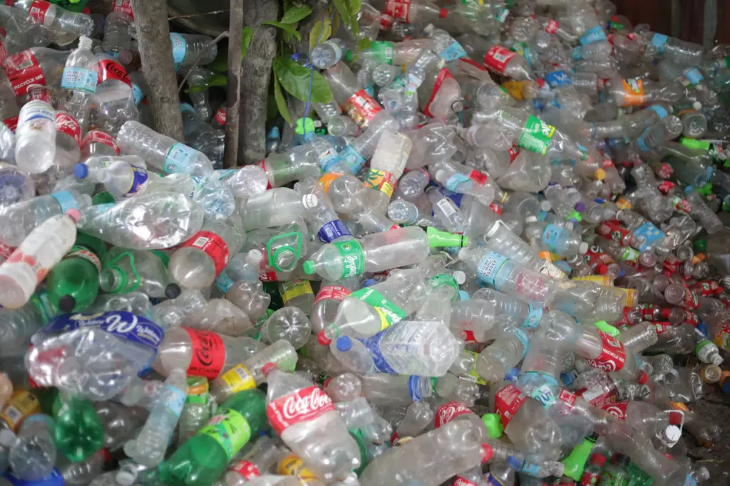 single use plastic bottles in a pile