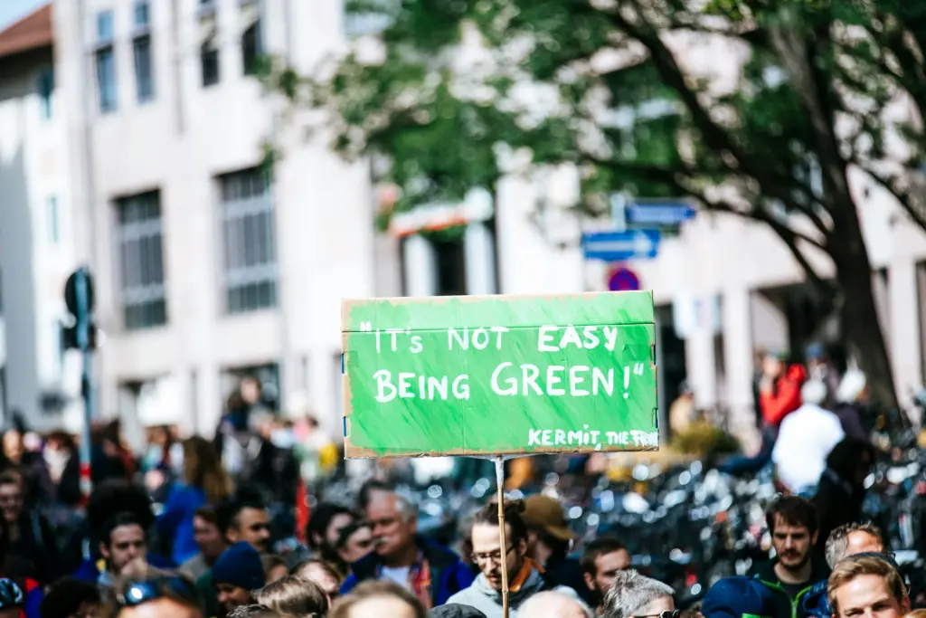 A sign saying it's not easy being green