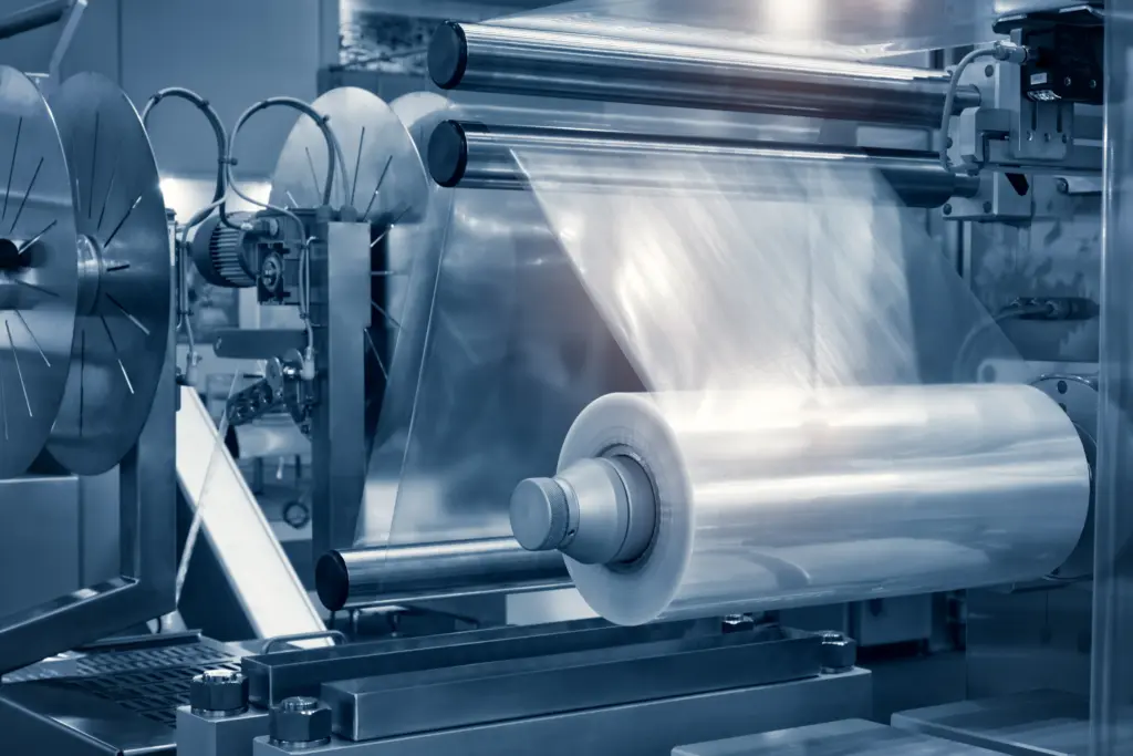 a machine manufacturing flexible plastic sheets