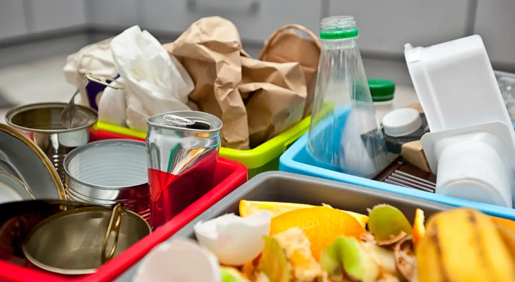 waste segregated into different containers