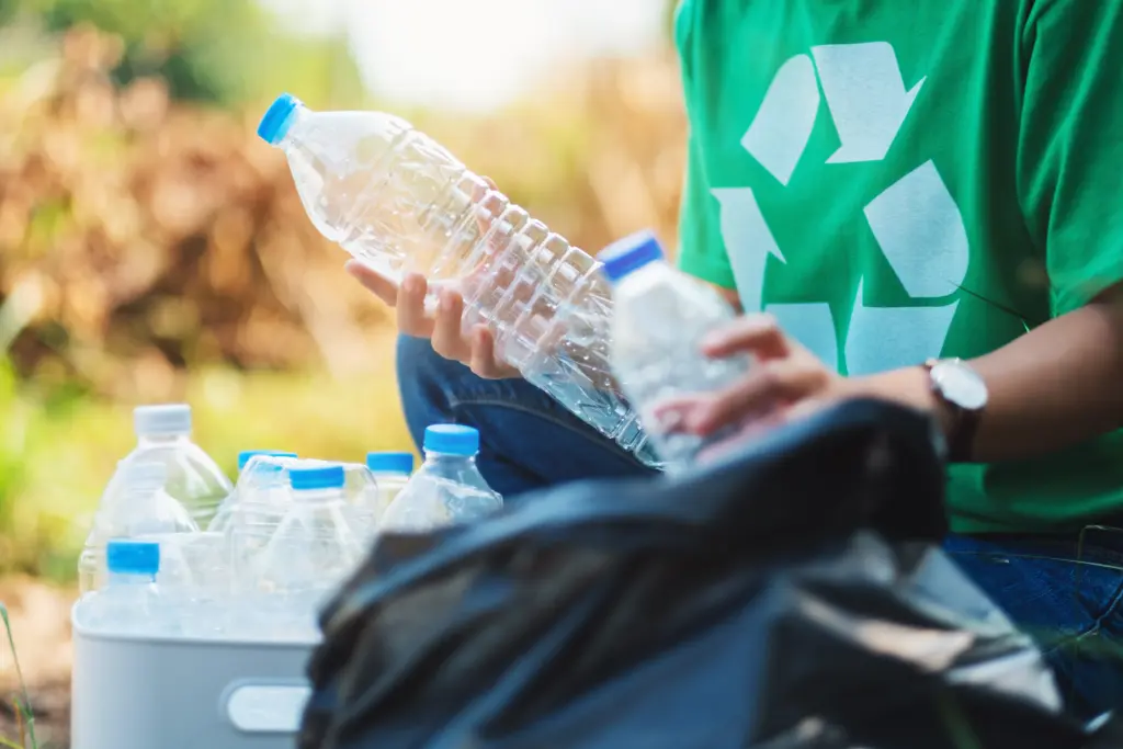 PET bottles being collected for recycling