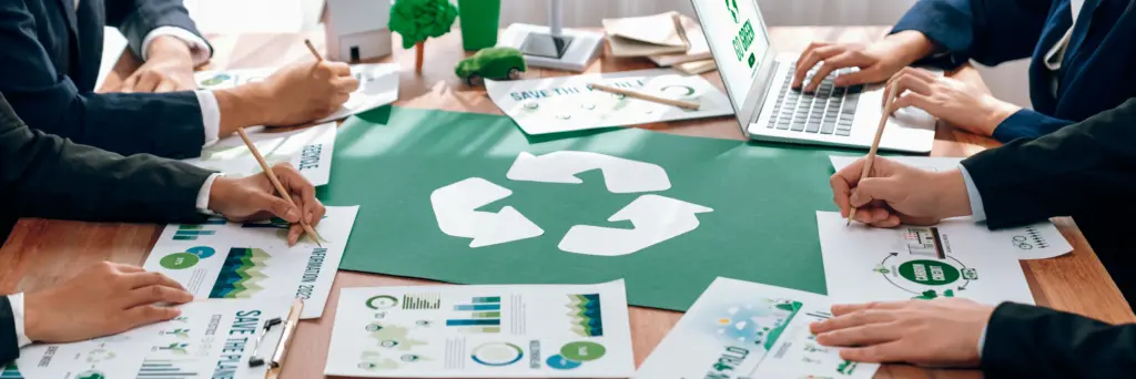 Group of business people discussing recycling and producer responsibility